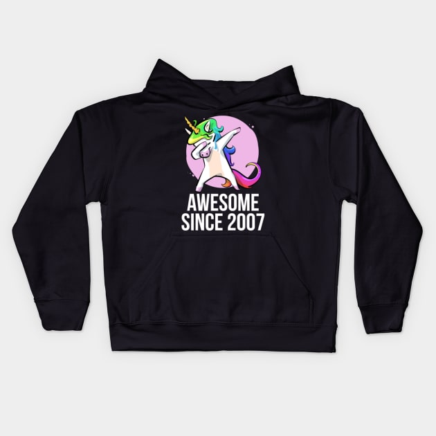 Kid 12 Yrs Old 12th Birthday Unicorn Dabbing 2007 Kids Hoodie by Xizin Gao